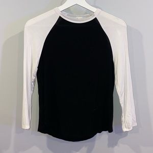 garage black and white quarter sleeve t-shirt